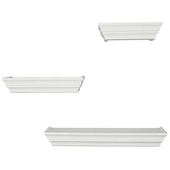 Victorian Wall Ledge and Shelf, Set of 3, White - Picture 5 of 7